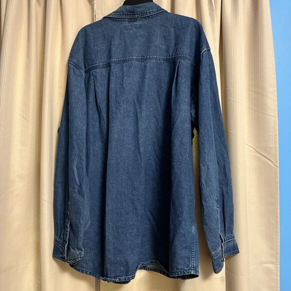 Wolverine Denim Shirt Mens XXL Blue Jean Long Sleeve Button Up Workwear Pockets - Picture 7 of 9